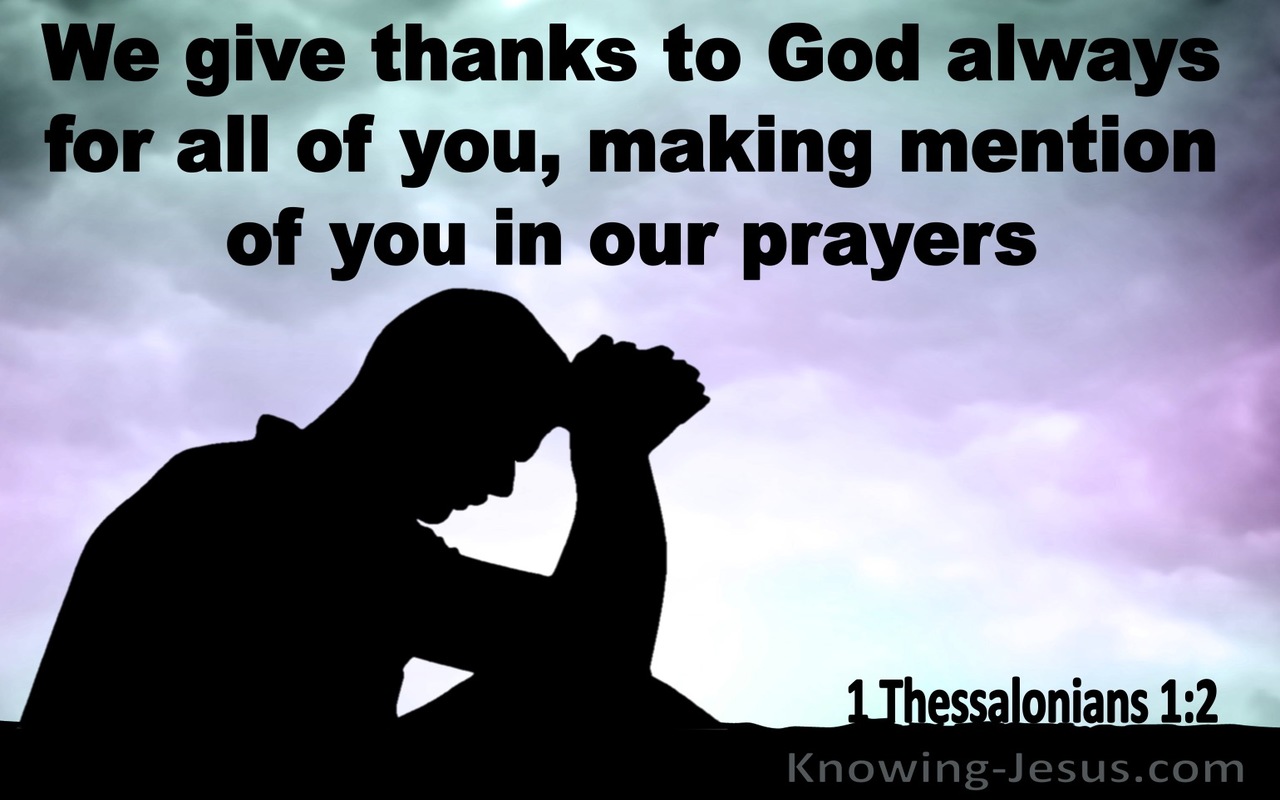 1 Thessalonians 1:2 We Give Thanks To God Always (purple) 